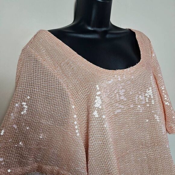 Free People Night Fever Peach Sequin Blouse - Picture 4 of 12